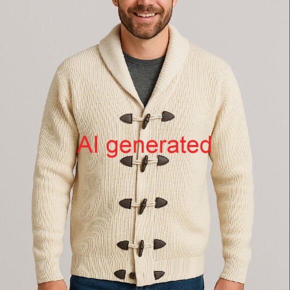 Shawl Collar Vintage-style Cardigan Sweater w/Toggle Buttons XXL New WT - Picture 2 of 5